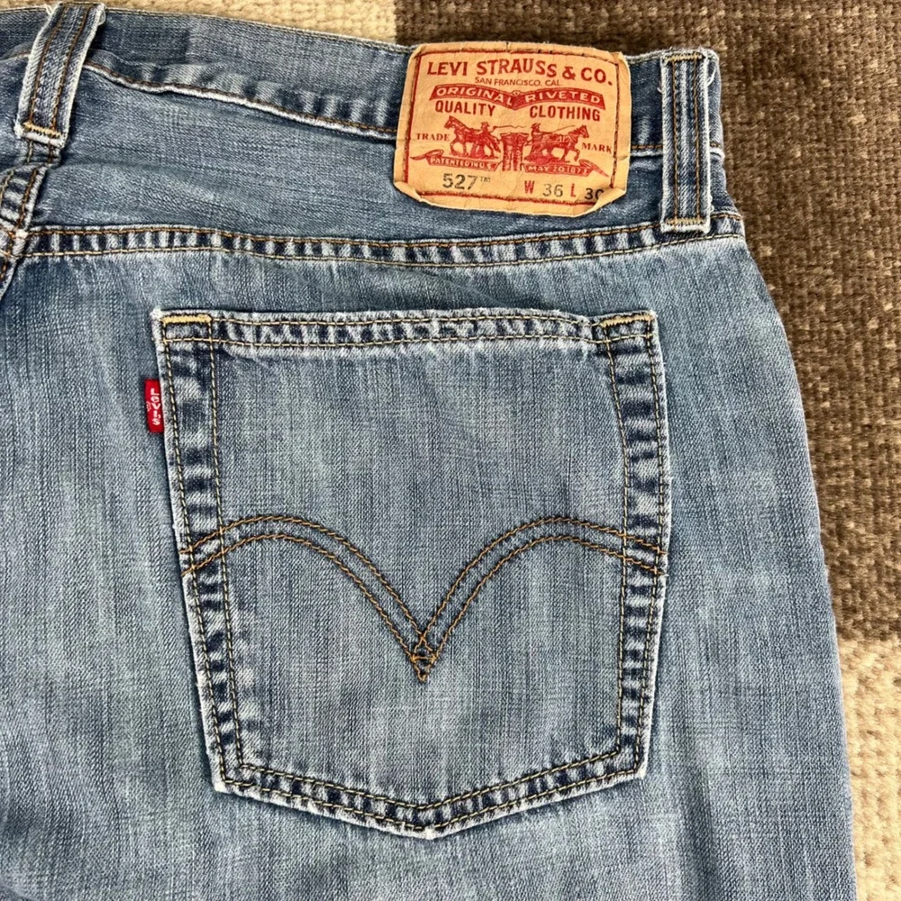 Y2K Levis 527 Low Boot Cut Jeans Mens 36X30 Blue Denim Medium Wash Pants